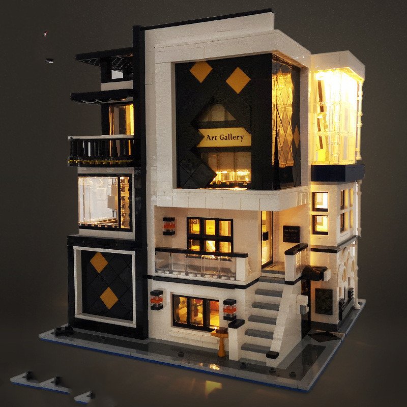 City Street View Building Lights Children Educational Assembly Building Blocks Toys Compatible